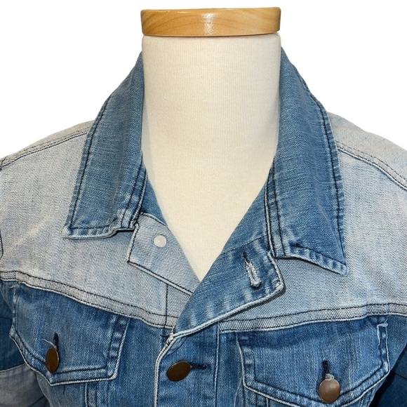 Blue Sixteen Women's Jacket M/L Blue 2 Tone Pockets Collared Long Sleeve Button - Picture 2 of 9